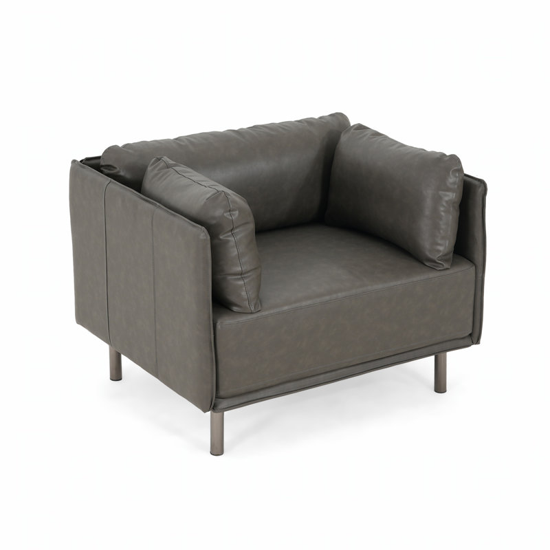 Raab Upholstered Accent Chair Lounge Chair with Upholstery, Gray Faux Leather