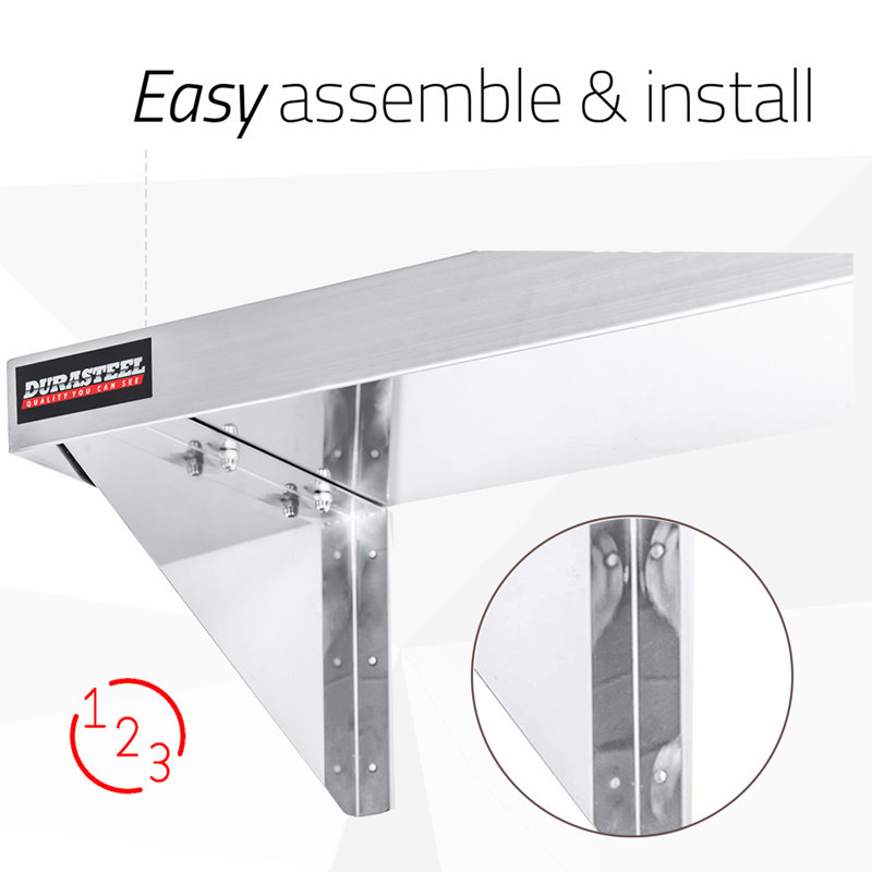 60" Wide Stainless Steel Wall Shelf for Commercial Use