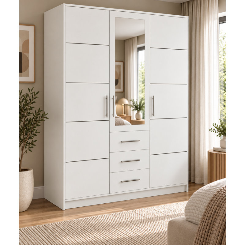 Biser Manufactured Wood Wardrobe, White
