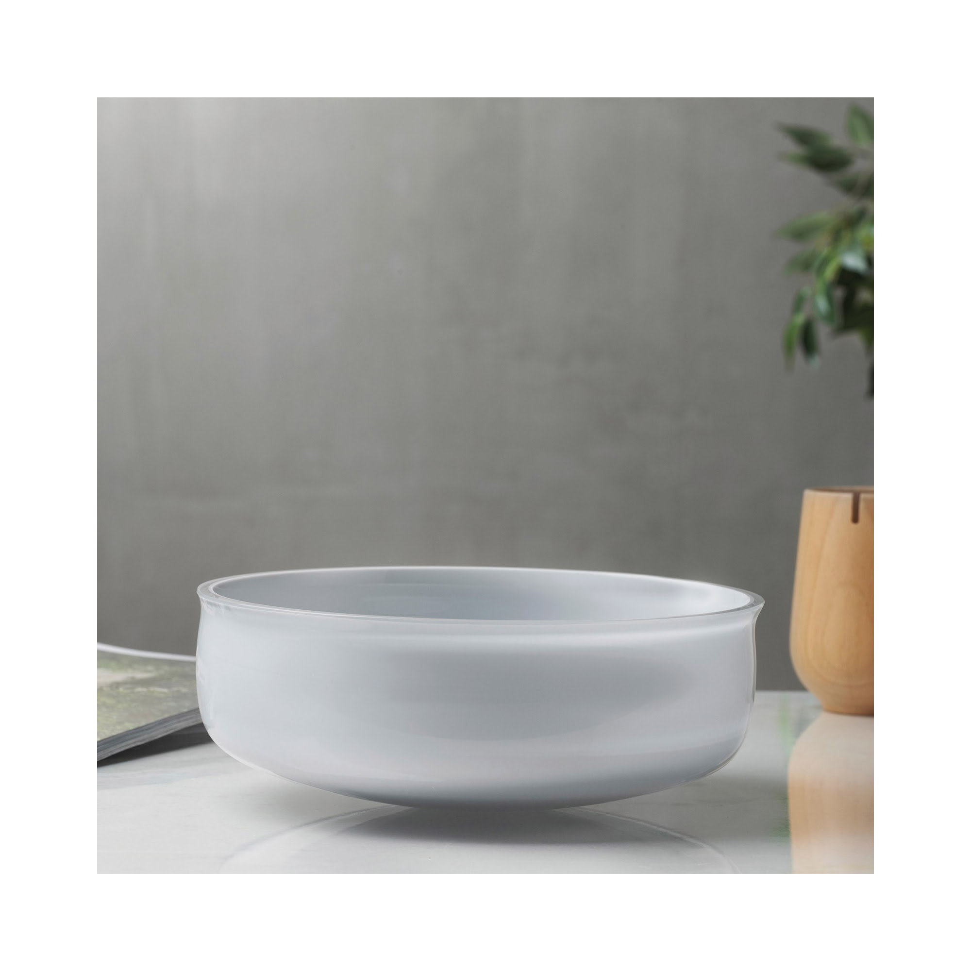 Midnight Lead Free Crystal Serving Bowl, Opal Gray, 3.15" H x 8.62" W x 8.62" D