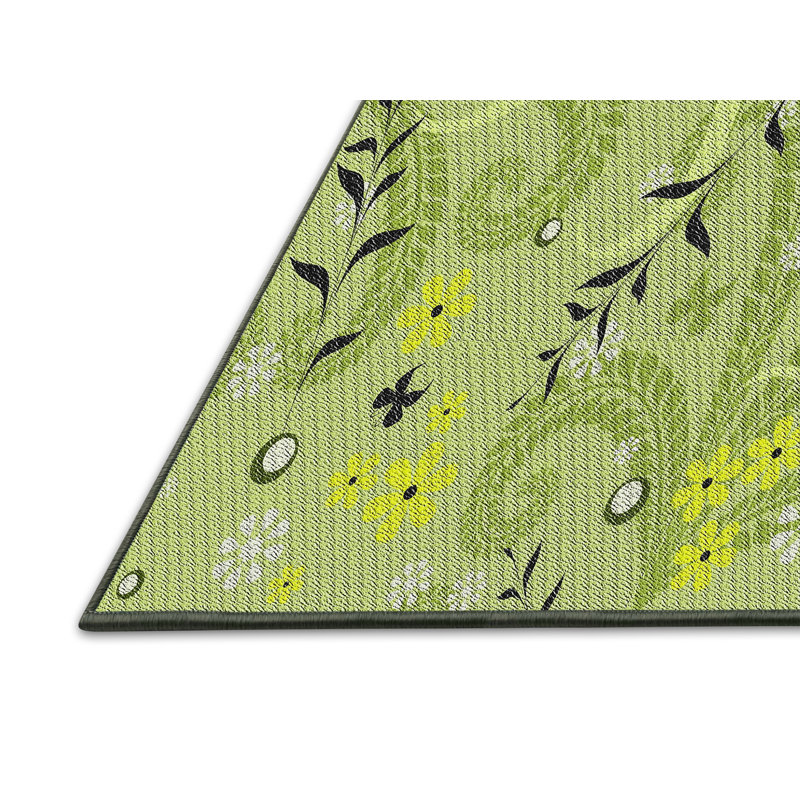 Tapis vert/jaune à motifs, Rectangle 2 pi x 3 pi