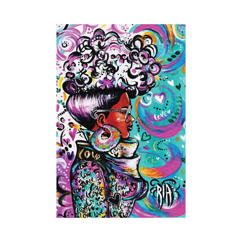 «Lovely» par l'artiste Ria, reproduction d'art, H 18 po x l 26 po x P 1,5 po, Toile tendue, Aucun mat