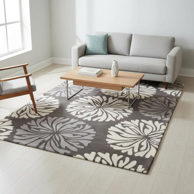 Tapis floral en laine Sunburst