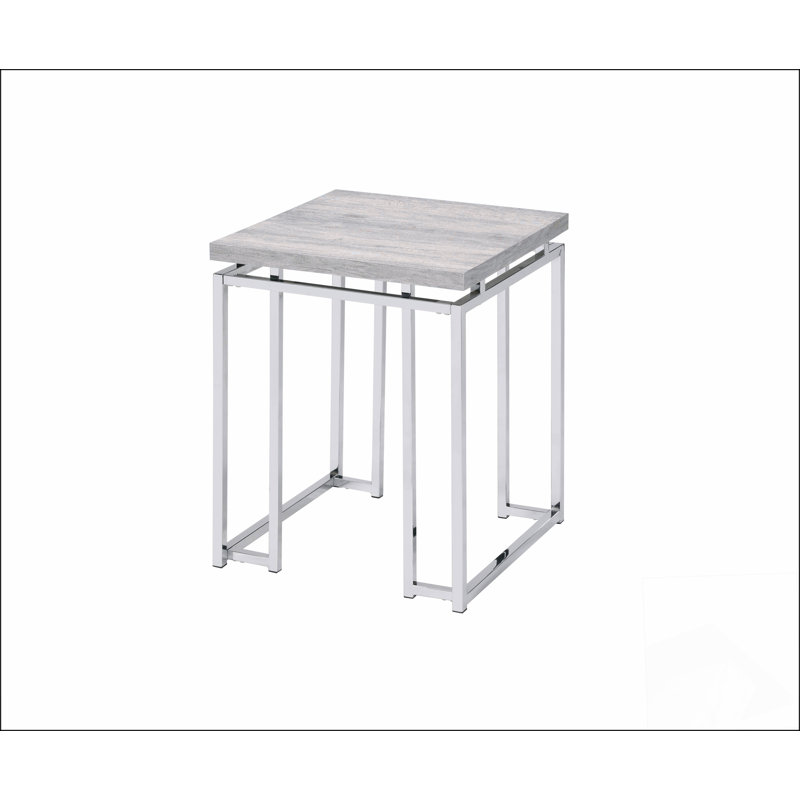Table de bout en chêne naturel et chrome Chafik