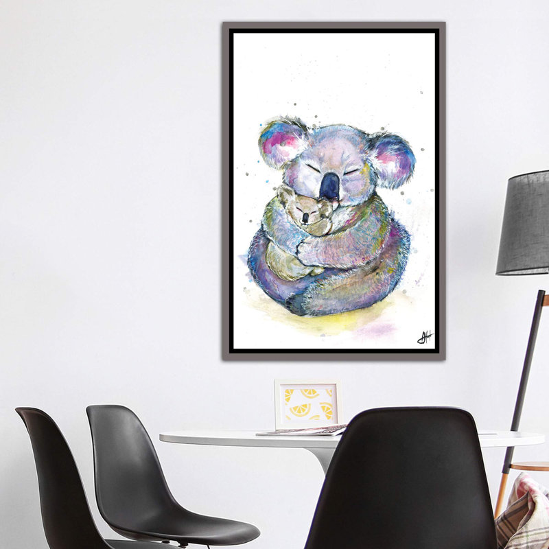 Décoration murale Kuddly Koalas, pour enfants, H 60 po x l 40po x P 1,5 po, Toile avec cadre gris foncé rustique