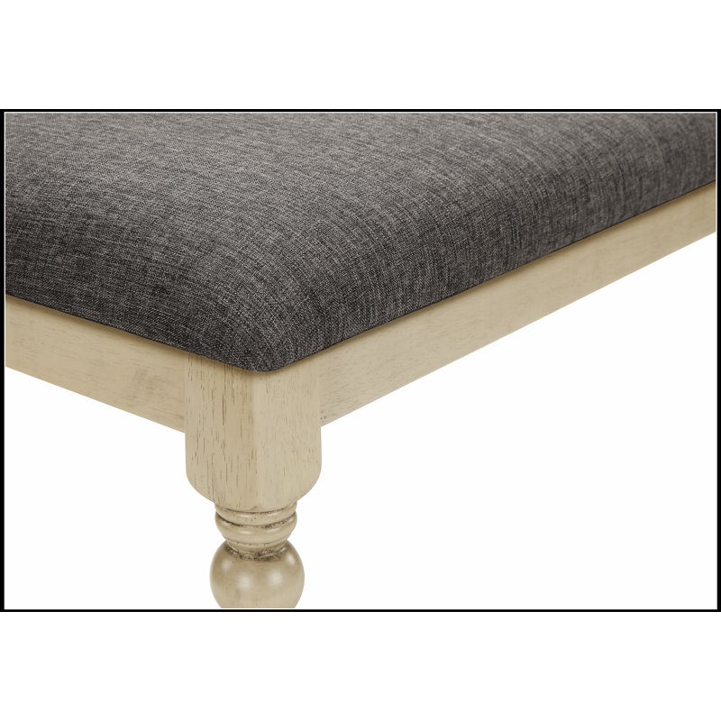 Bench, 48" Rectangular, Upholstered, Wood, Entryway, Dining Room, Kitchen, Antique ,  Fabric,  Solid Wood, Transitional