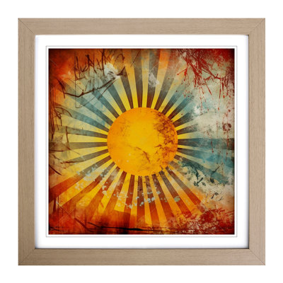 Sun Grunge Art - Framed Print