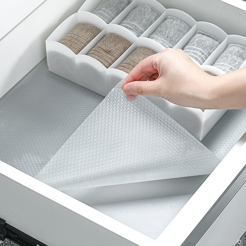 Drawer Liners, Anti-Slip Non-Adhesive, Kitchen Cupboard Cabinet Shelf Liner Refridge Fridge Mats, Washable Draw Liners, EVA Plastic Protector Refrigerator Shelves Protective Lining