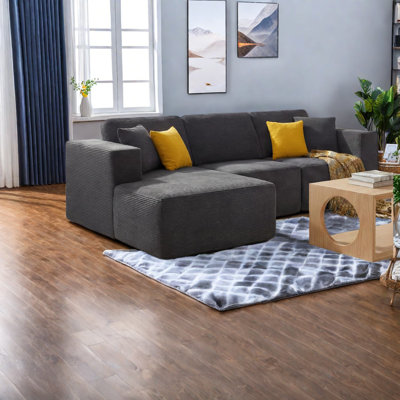 Compression Sectionals, 109 Inch Corduroy Deep Seat Modern Home Lounge