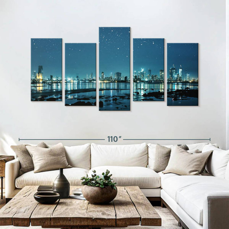 Silhouette de Sirci Mumbai la nuit, H 48 po x l 94 po