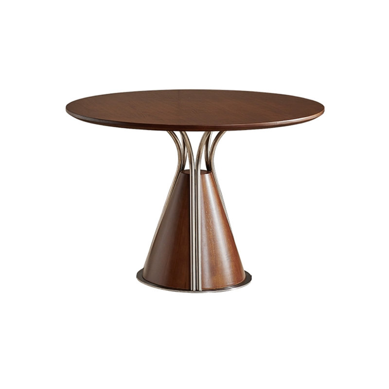 Table de salle à manger ronde en bois massif brun noisette, H 29,53 po x L 43,31 po x l 43,31 po