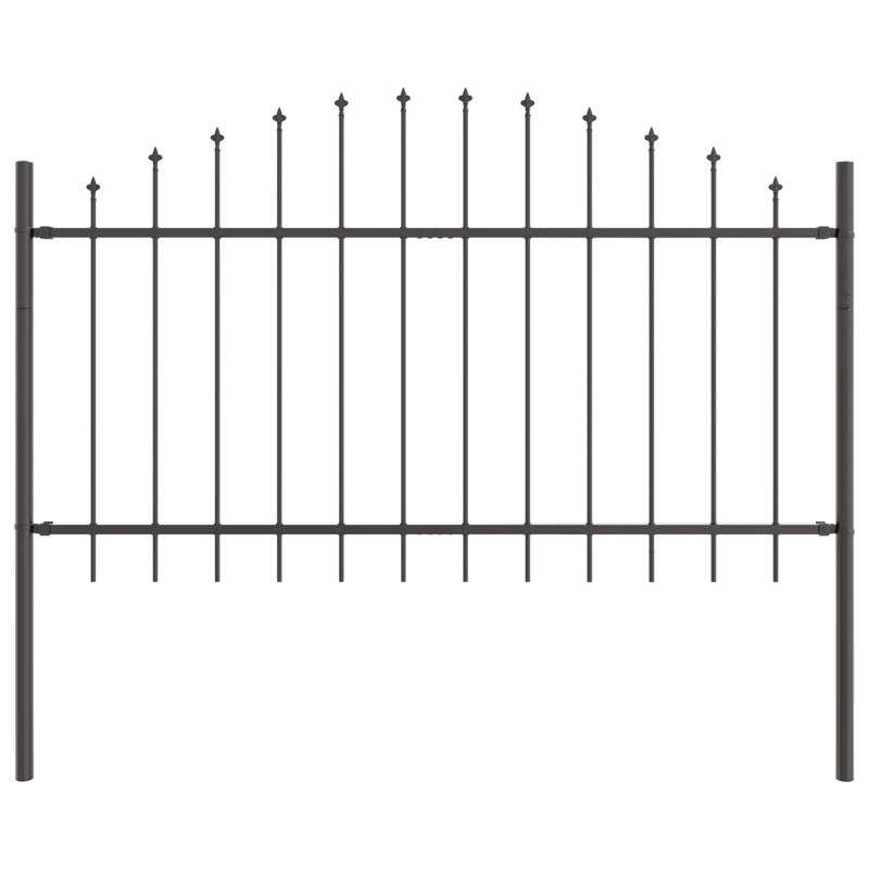 170 cm W Steel Fence Panels Fencing, Grey, 125cm H x 170cm W