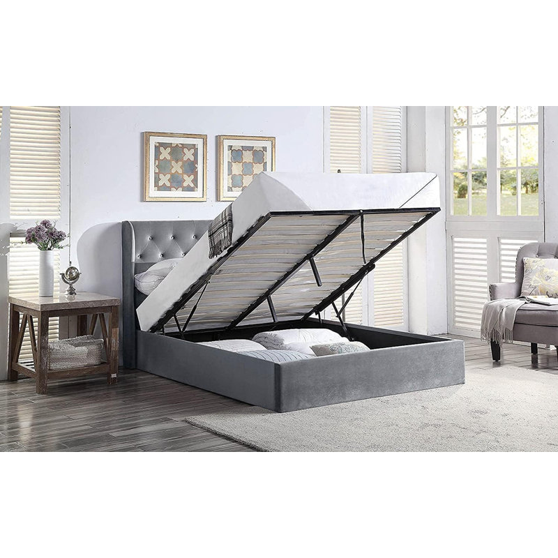 Bogley Upholstered Ottoman Storage Bed with Mattress, Double (4'6)
