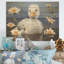 «Duck Swim I» bleu et blanc - animal canard sur bois-1973801851
