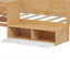Lit de jour en bois avec tablettes de rangement et casiers, lit multifonctionnel avec bureau d'étude et tabouret assorti-322174263
