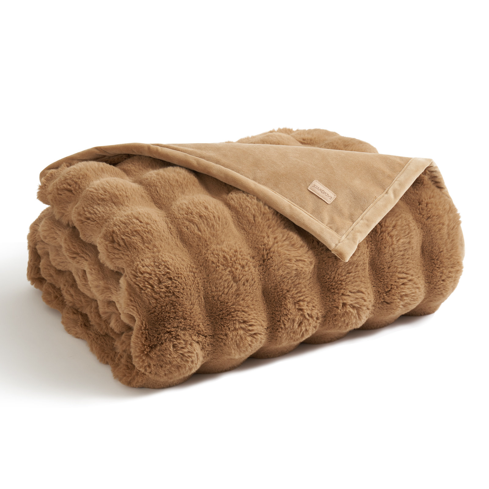 Ridgeline Faux Fur Throw Blanket, Clay, 60" L x 50" W