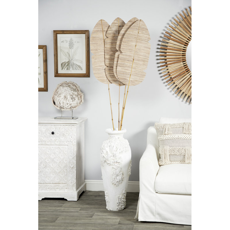 Cyrus Palm Leaf and Decorative Fan Vase Fillers Sculpture