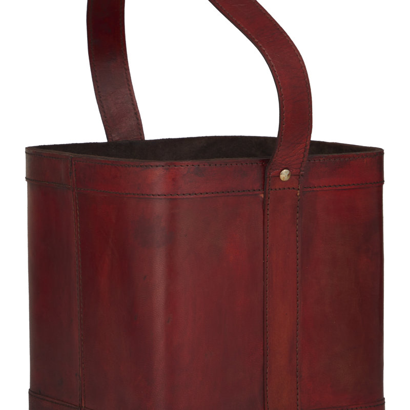 Modern Leather Carrier, 9.35" H x 9.35" W x 8.95" D, Red
