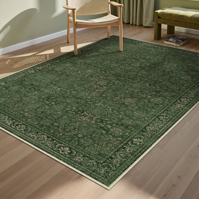 Ainez Tranditional Oriental Machine Washable Area Rugs With Non-Slip Backing, Rectangle 3' x 5'
