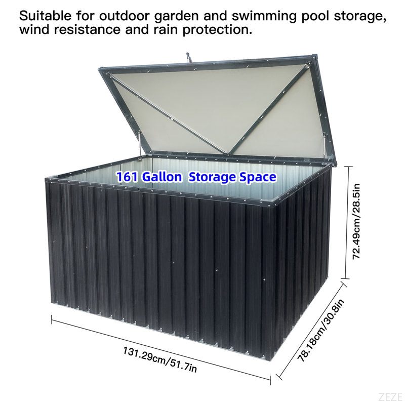Outdoor Metal Storage Box Store Small, 120 Gallons