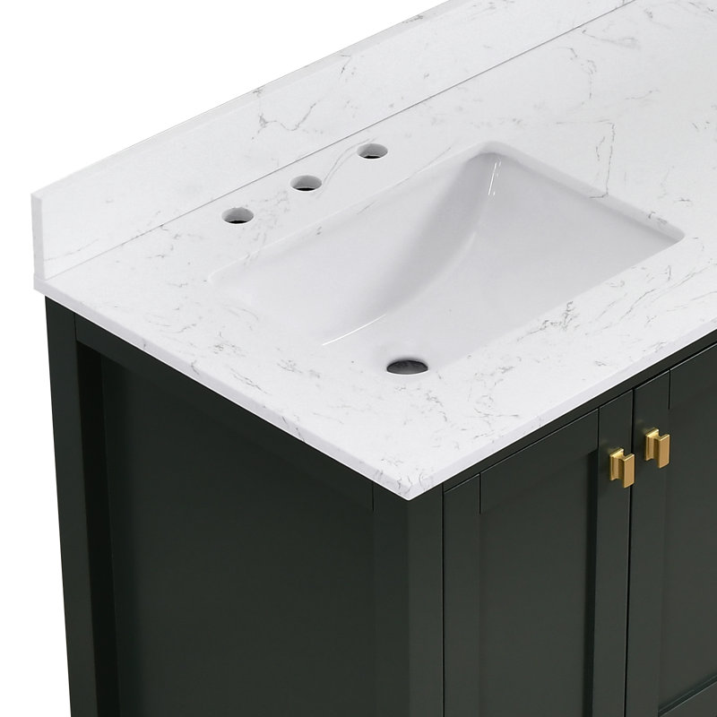 Render 60 In. Double Bathroom Vanity with Engineered Top, Green, 60"