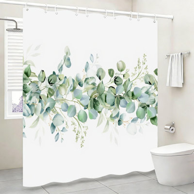 Horizontal Eucalyptus Garland Shower Curtain 72 x 72 inch Mint Farm Bath
