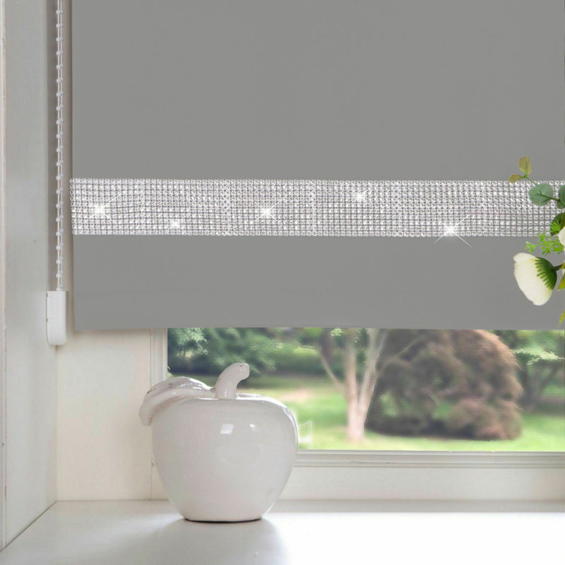 Diamante Room Darkening Roller Blind, 150cm x 165cm, Navy