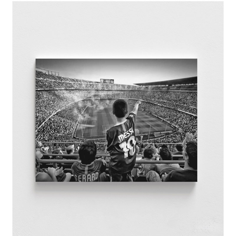 Soccer Stadium Crowd - impression de photos de sport en noir et blanc, Impression encadrée sans passe-partout