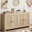 Buffet, armoire de rangement décorative en rotin avec 4 portes et tablette-106644775