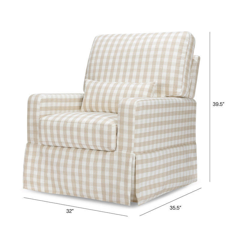 Crawford Pillowback Comfort Swivel Glider, Tan Gingham Livesmart®