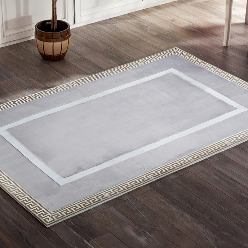 Tapis en fausse fourrure gris doux fabriqué à la main, Rectangle 10' x 14'