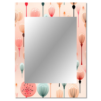 Pastel rose glamour bougie - grand miroir mural abstrait, miroir unique moderne, art imprimé en métal