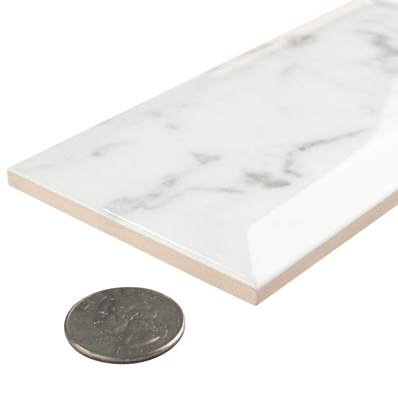 Classico Carrara 3" x 6" Ceramic Stone Look Subway Tile