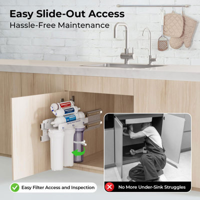 iSpring RCC7P-AK 6-Stage Reverse Osmosis System, Under Sink Alkaline RO Filter with Pump, Faucet, Slide-Out Mounting Kit, TDS Pen, Fridge/Ice Maker Kit, Filter Life Reminder