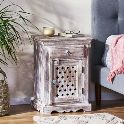 Table de chevet multifonctionnelle en bois avec 1 tiroir et 1 porte d'armoire
