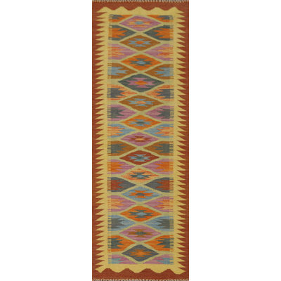 Reversible Wool Kilim Oriental Runner Rug 2x7