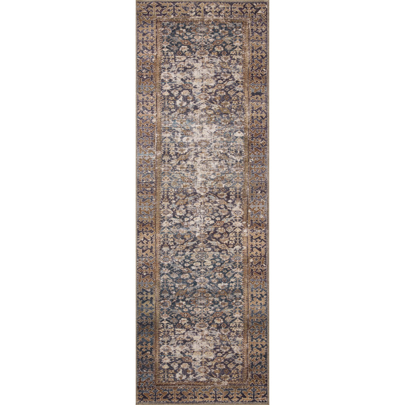 Amber Lewis x Loloi Georgie Denim / Spice Area Rug, Runner 3' x 12'