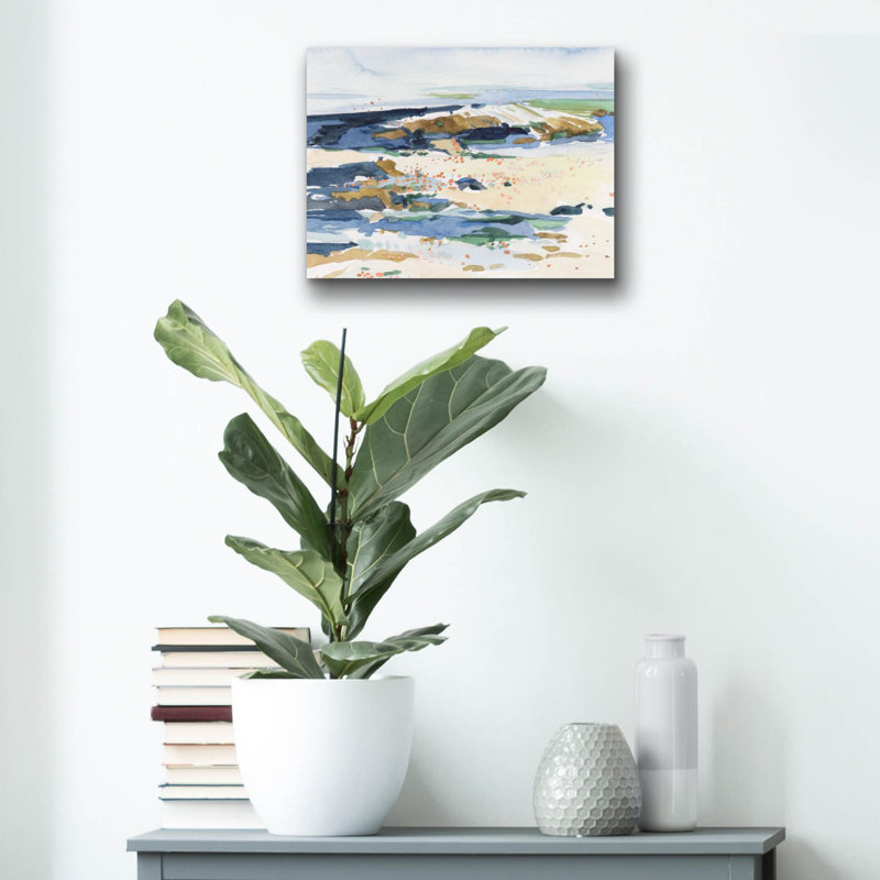 Art mural en verre épique «Shoreline Dreams 1» par Melissa Wang, 16 po x 12 po