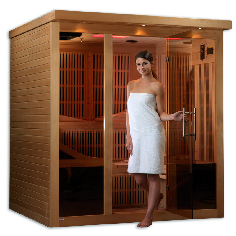 Natural Hemlock 6-Person Infrared Sauna with Remote Control