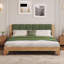 Cadre de lit grand en bois de pin de qualité supérieure, cadre de lit grand avec tête de lit inclus, lit moderne de style Mid-Century, couleur naturelle et verte-188989993-188989995
