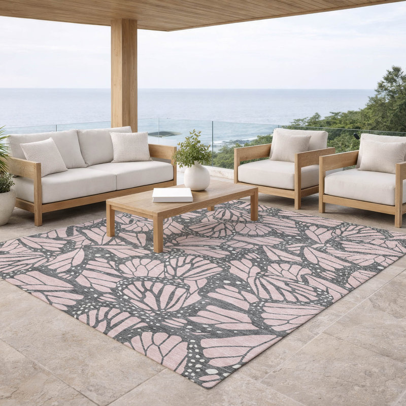 Tapis intérieur / extérieur lavable à la machine Chantille ACN2846, Rose, 3 pi x 5 pi