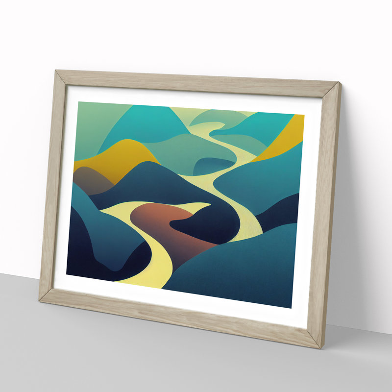 Abstract Mountain River Vol.2 - Framed Print, 46cm H x 64cm W x 2cm D, Oak