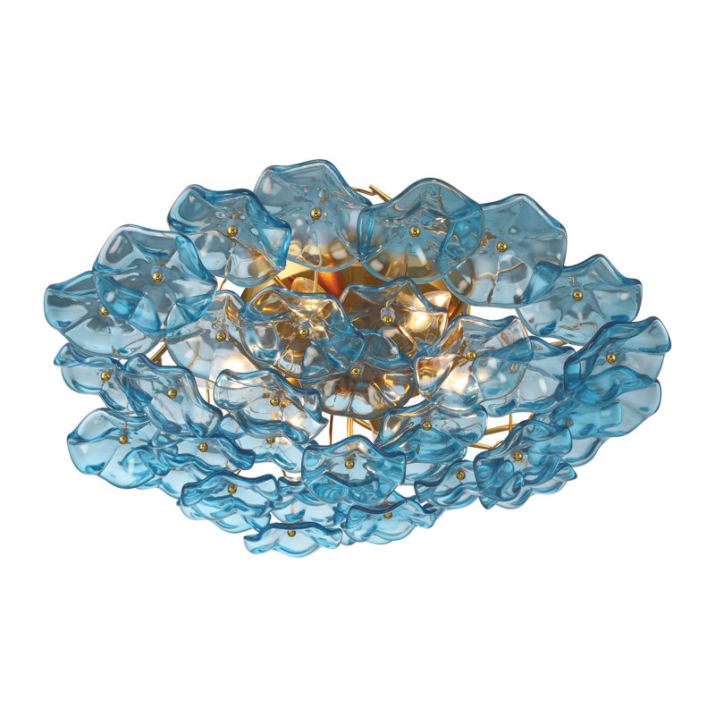 Seguis 22.5'' Aged Brass Semi Flush Mount, Bleu