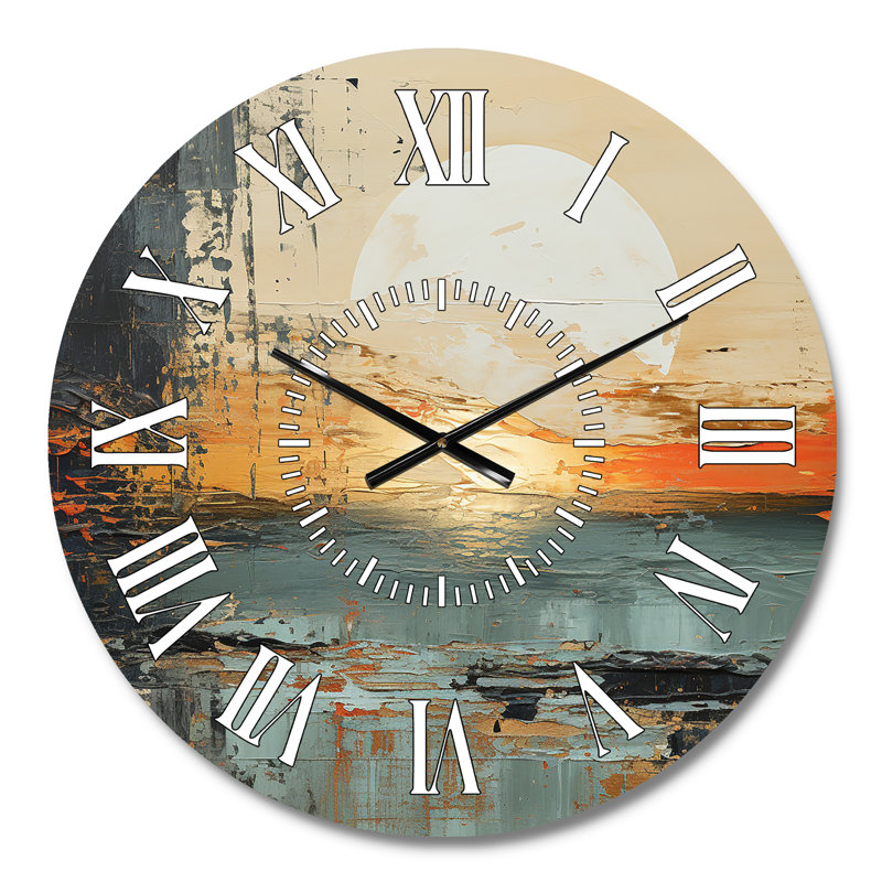 Horloge murale moderne Modern Coastal Mystic Sunrise I, Médium