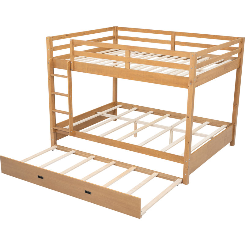 Grand lit superposé en bois avec lit gigogne, construction en pin, peu encombrant pour les petites chambres à coucher, instructions d'assemblage claires