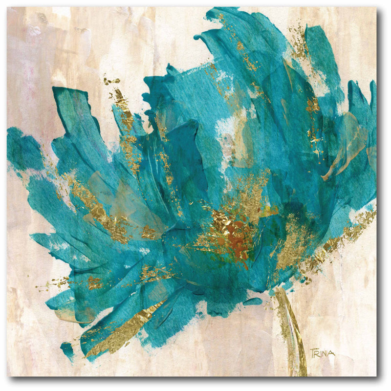 «Contemporary Teal Flower», reproduction sur toile tendue, H 30 po x l 30 po