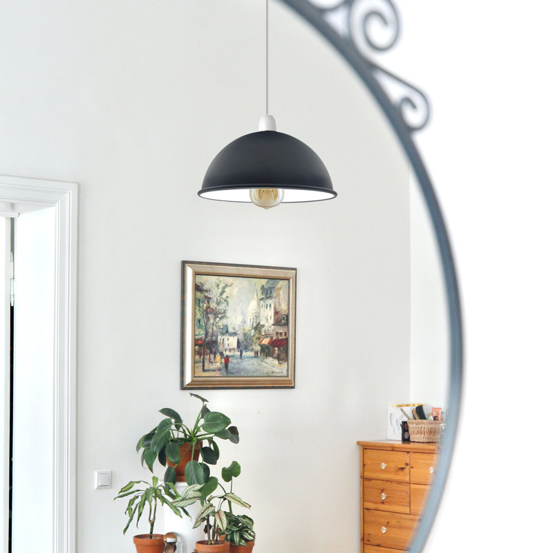 Zermatt 14cm H Metal Bowl Pendant Shade ( Uno ), Black