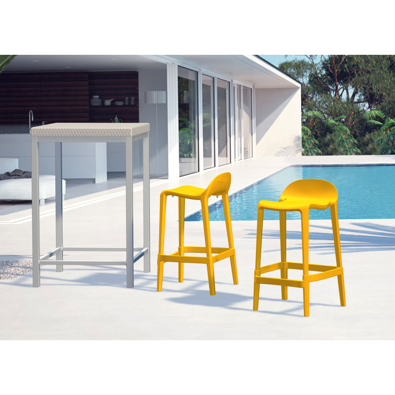 Gardunio Low Back Stool, Set of 2, Orange, Counter Stool (26” Seat Height)