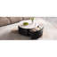 Table basse ronde moderne mobile avec roulettes, 2 tiroirs, plateau en pierre frittée à motif de marbre, noir, 29,5 po-1256757582
