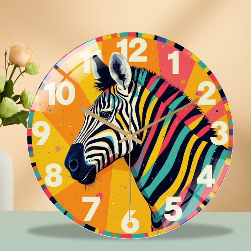 Horloge murale colorée zébrée pour décoration intérieure - Horloge murale 12 po